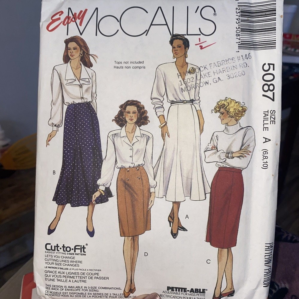 Vintage 1990 McCalls Skirt Sewing Pattern 5087 Size 6 8 10 Uncut Trumpet Pencil